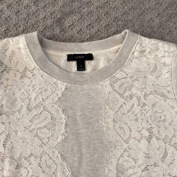 J Crew lace trimmed sweatshirt - Picture 2 of 7